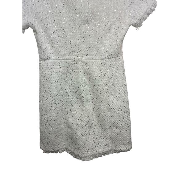 Olivaceous Women’s Sleeveless White Sequin Zipper Lined Dress Small Fringe NWT - Picture 4 of 12